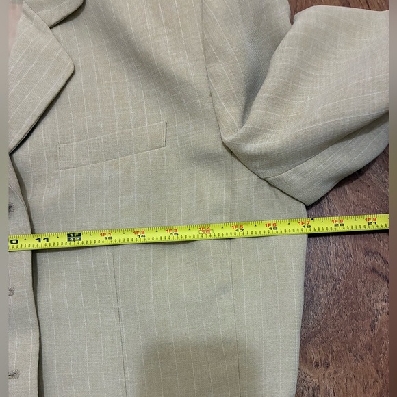 Le Suit Lined Tan Pin Strip Women's Blazer and Skirt Set - Picture 15 of 16